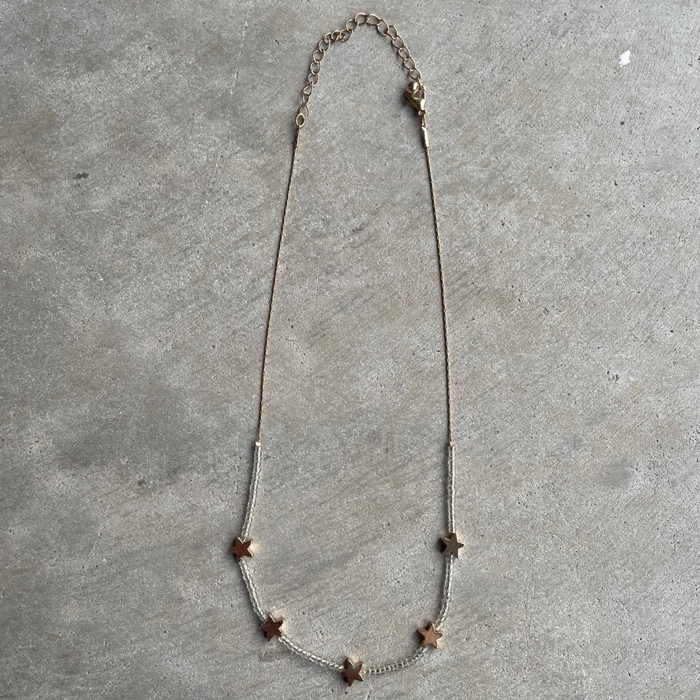 Gold Star and Clear Bead Necklace